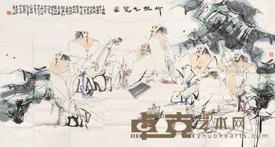 王西京 2004年作 竹林七贤图 镜心 95×180cm